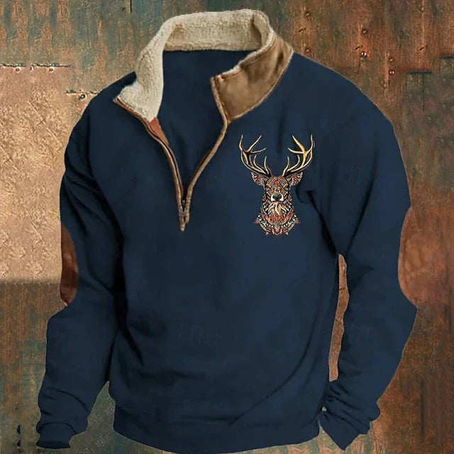 Adam | Retro Męski Sweter Z Półzamkiem