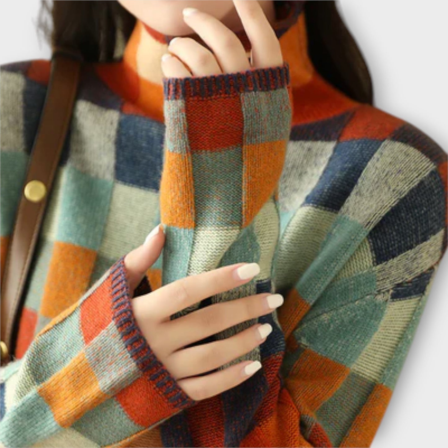Natalia | Damski Sweter W Kratę Z Kolorowym Wzorem