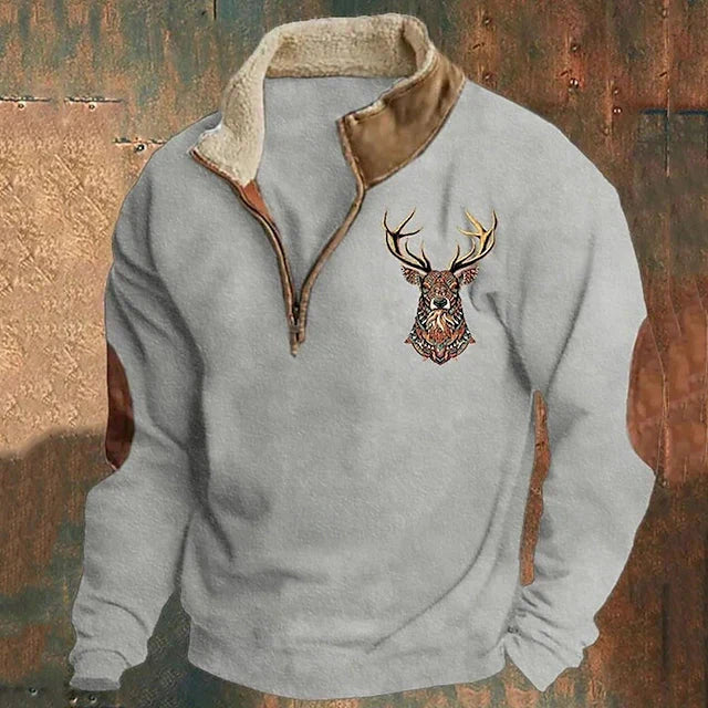 Adam | Retro Męski Sweter Z Półzamkiem