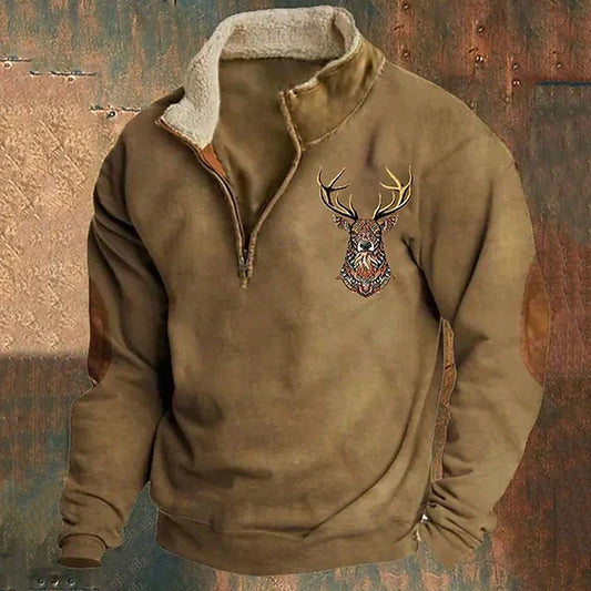 Adam | Retro Męski Sweter Z Półzamkiem