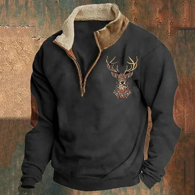 Adam | Retro Męski Sweter Z Półzamkiem